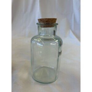 Clear Glass Apothecary Style Bottle With Cork Lid 6 Inches Tall Vintage-Inspired